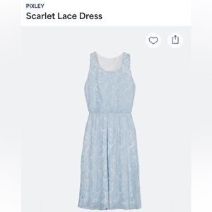 Pixley Scarlet Lace Dress Blue Lined Medium Romantic Sleeveless Elastic Waist